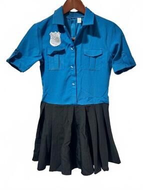 Policewoman Blue & Black Police Halloween Costume | Girls Size XL 14-16